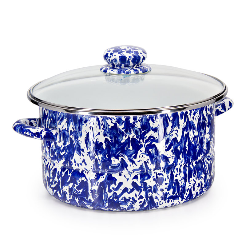 Golden Rabbit Cobalt Swirl 6 Quarts Non-Stick Enamelware Stock Pot