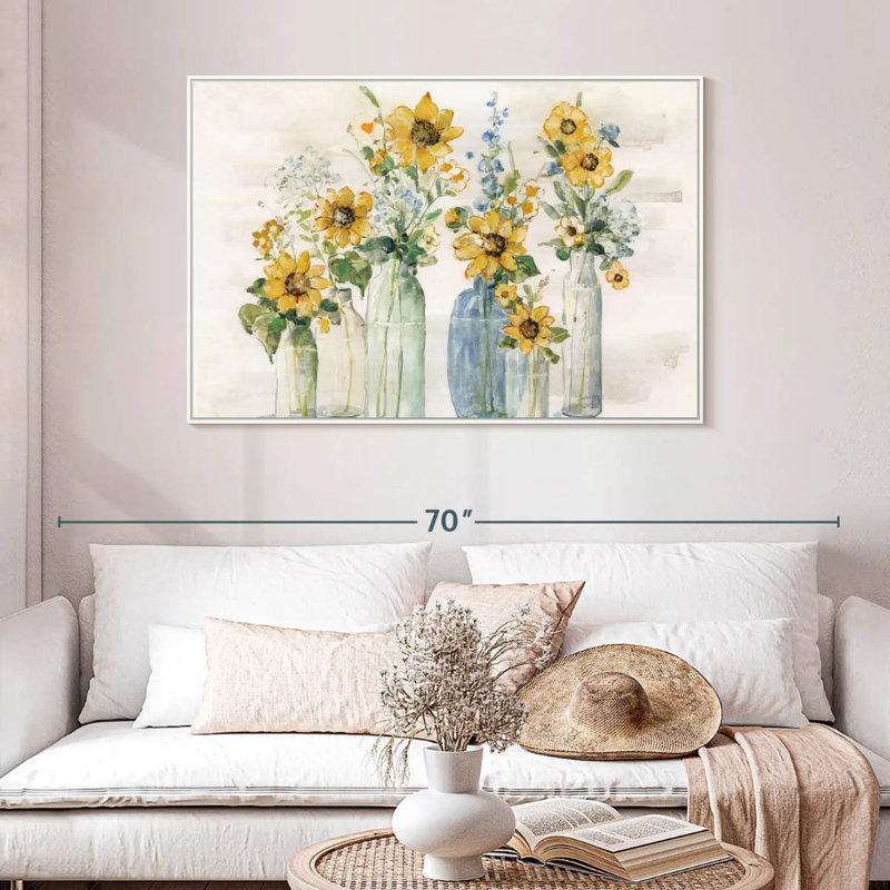 Tournesol spectaculaire, Cadre flottant blanc, 25 po x 17 po
