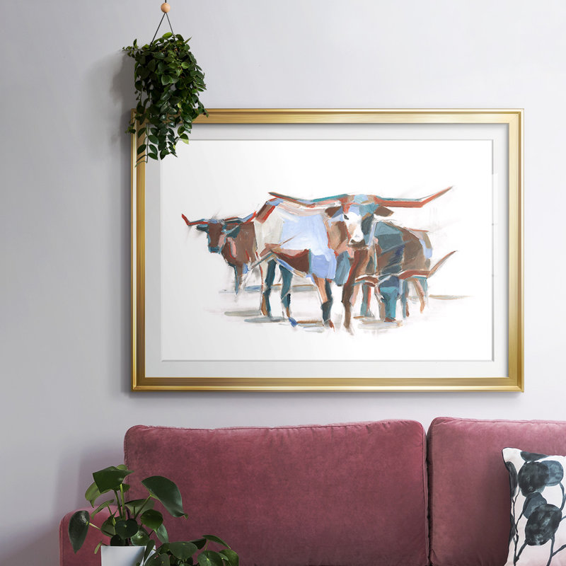 Longhorns modernes II, Or, H 15 po x l 21 po x P 1,5 po