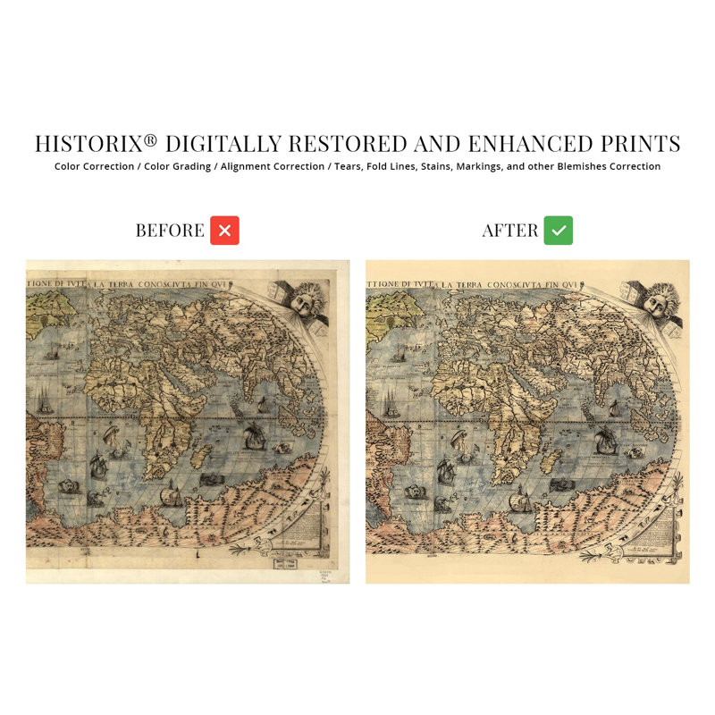 " 1565 World Map Poster ", 18" H x 24" W