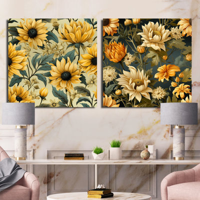 Higgston - Ensemble de 2 collages floraux carrés