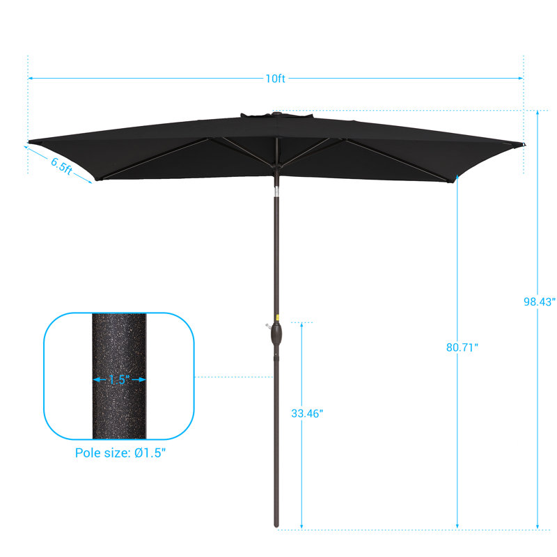 Parasol de 120 po Dorane, Noir