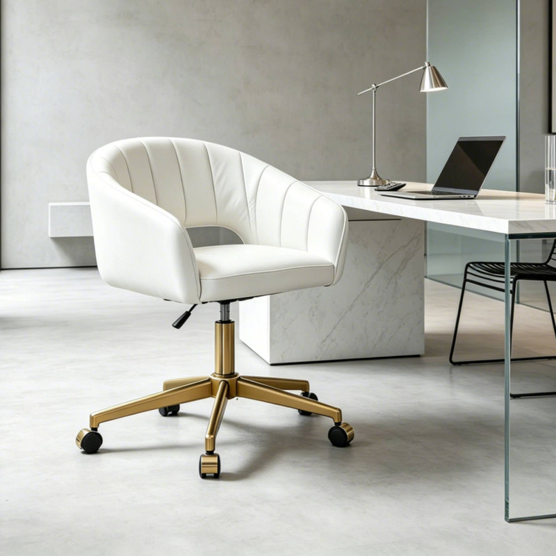 Fauteuil de bureau blanc pivotant pour salle de séjour