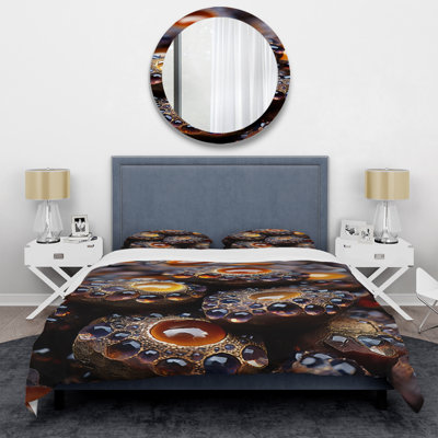 Ensemble de housse de couette noir et orange Aquace Geode I - Stone Geode
