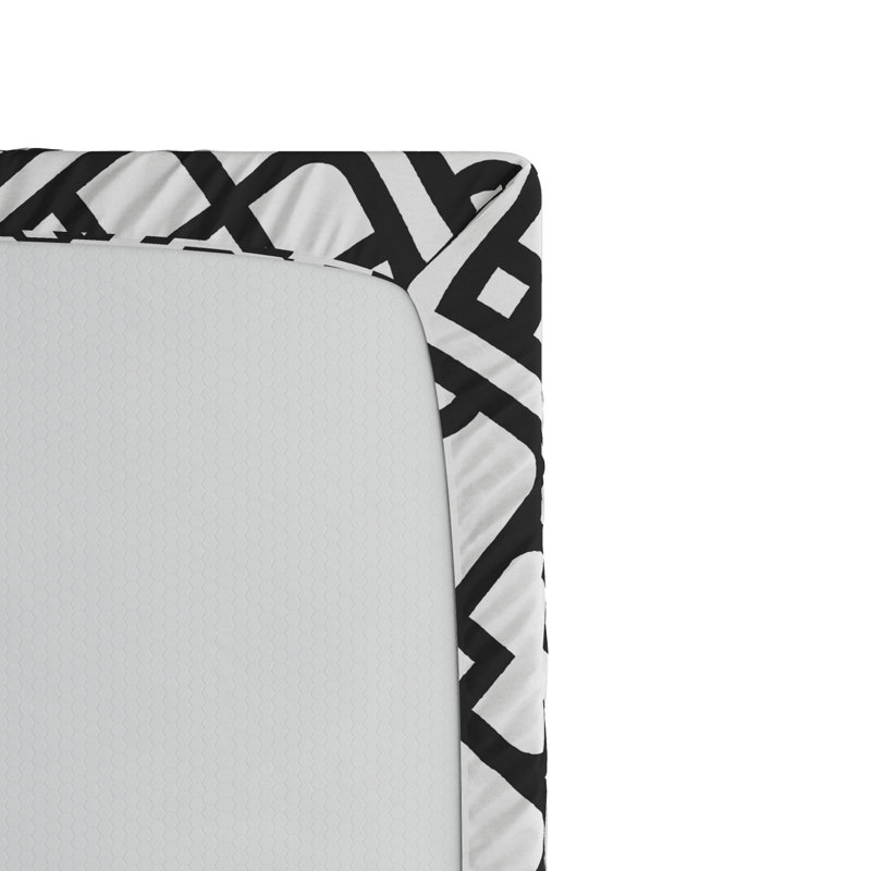 Microfiber Geometric Fitted Sheet, Queen Fitted Sheet