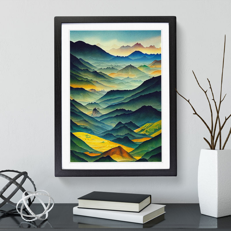 XV1022-5151X Mountain Landscape No.1 - Single Picture Frame Painting, Black, 64cm H x 46cm W x 2cm D