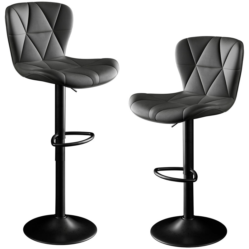 Higginsport Swivel Upholstered Adjustable Height Counter Stool with Metal Frame, Black