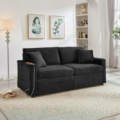 Comfortable Fluffy Corduroy Lazy Sofa, Storage Space for Big Loveseat, Super Soft Chaise Lounge with Double Ottomans and Table Board,Suitable for Chailiving