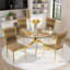 Glass Round Dining Table Set with Luxury Velvet Upholstered Dining Chairs-1459947682-1459947681-1445209769