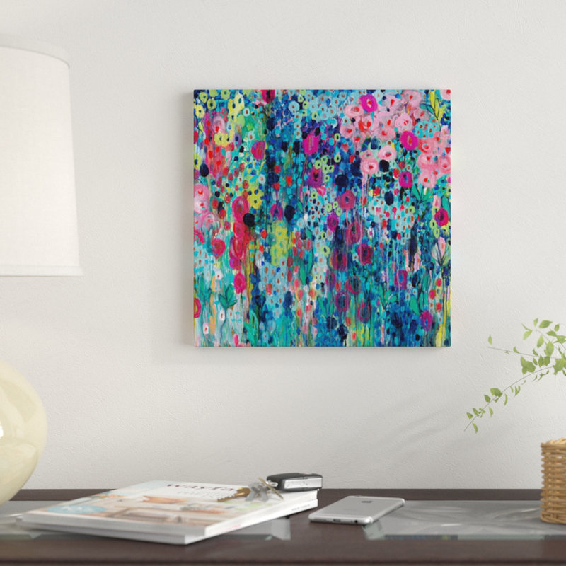 " Painted Strings " by Carrie Schmitt, 37" H x 37" W x 1.5" D, Wrapped Canvas, No Mat