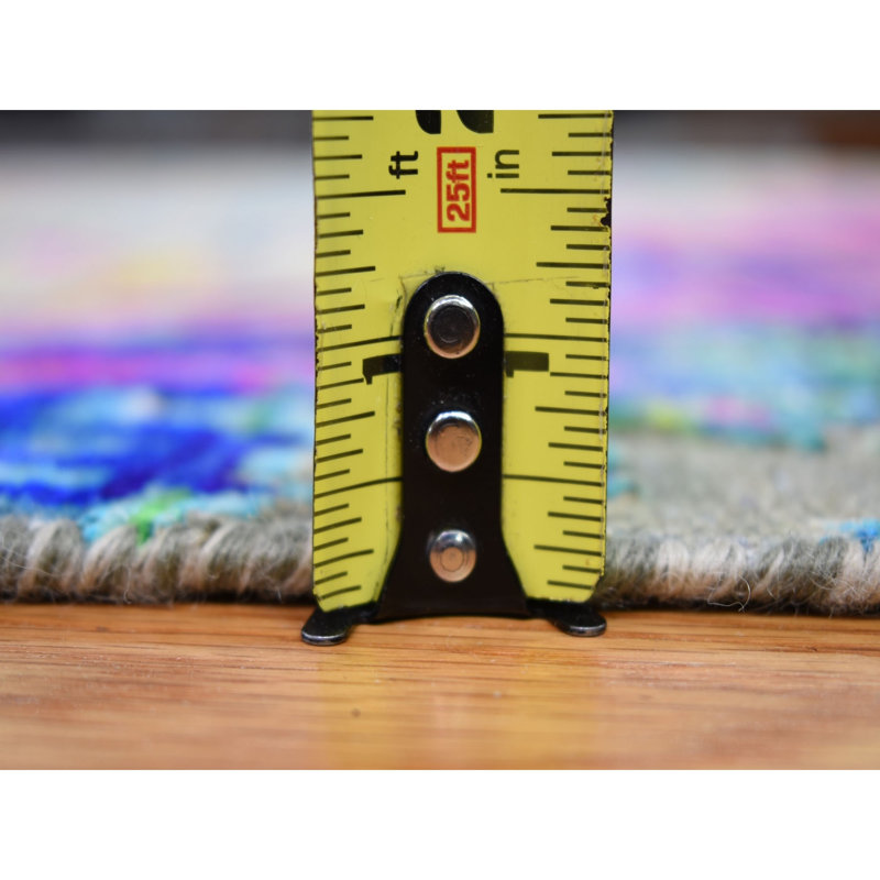 Tapis décoratif jaune noué à la main de conception unique 8 pi 9 po x 11 pi 9 po