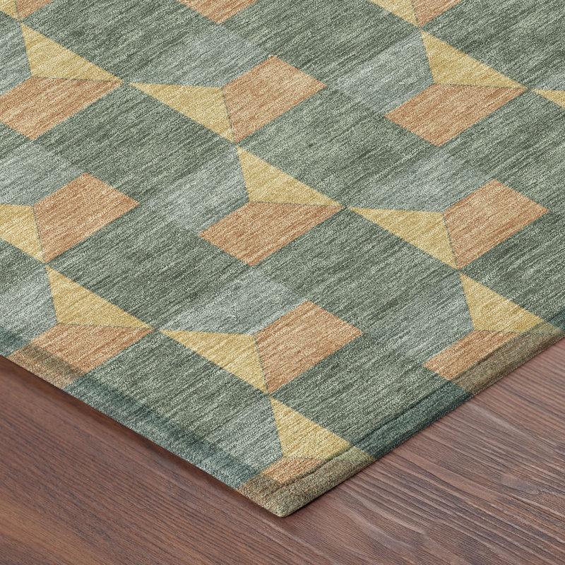 Machine Washable Indoor/Outdoor Chantille ACN2680 Geometric Rug, Basil, 2'6" x 3'10"