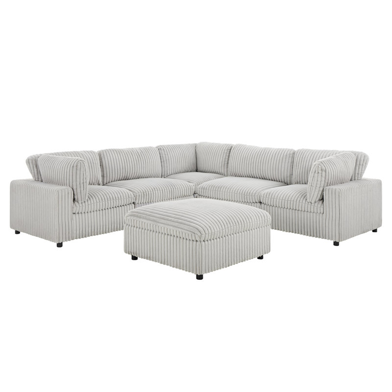 Canapé modulaire réglable avec repose-pieds en tissu vison Colton