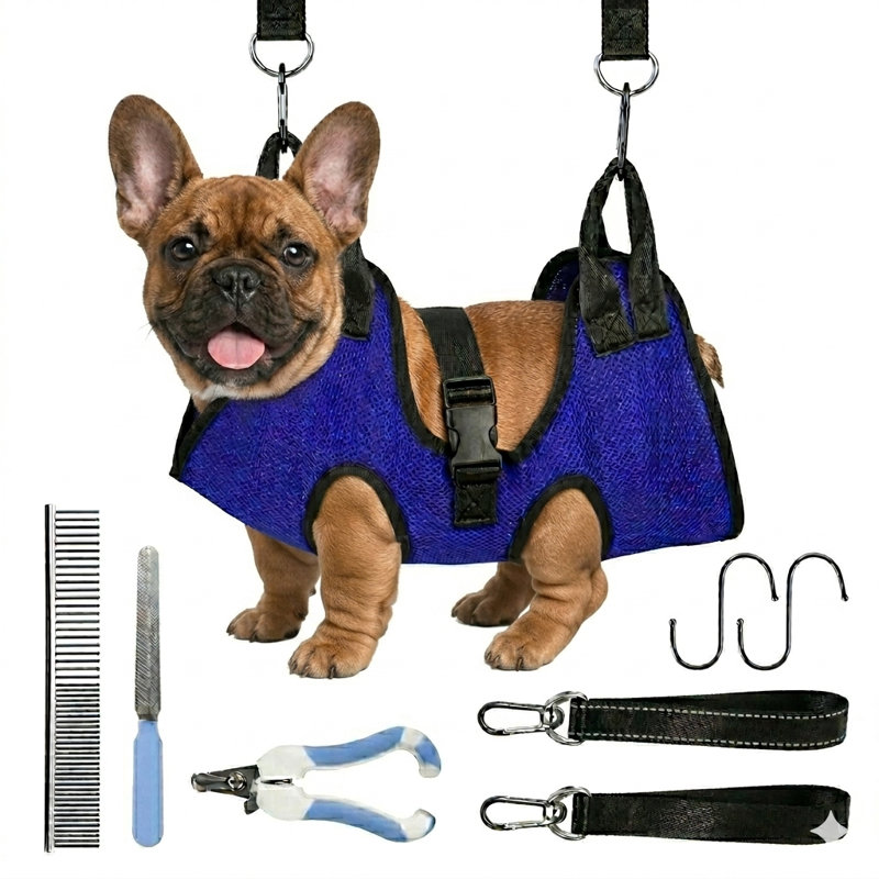 Harnais de hamac pour toilettage M-Dog, Bleu, H 25 po x l 16,5 po x P 1 po