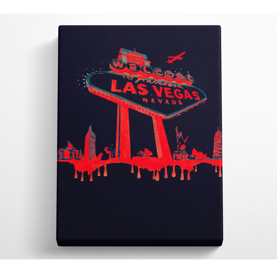 Las Vegas Schild Rot Schwarz - Druck