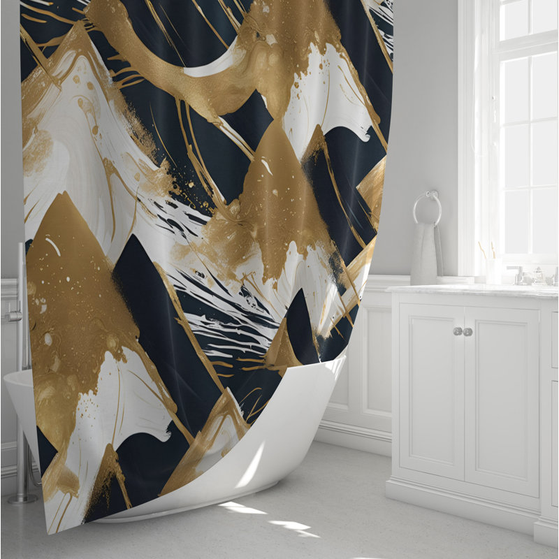 Rideau de douche abstrait Gwenavere, H 93 po x l 70 po