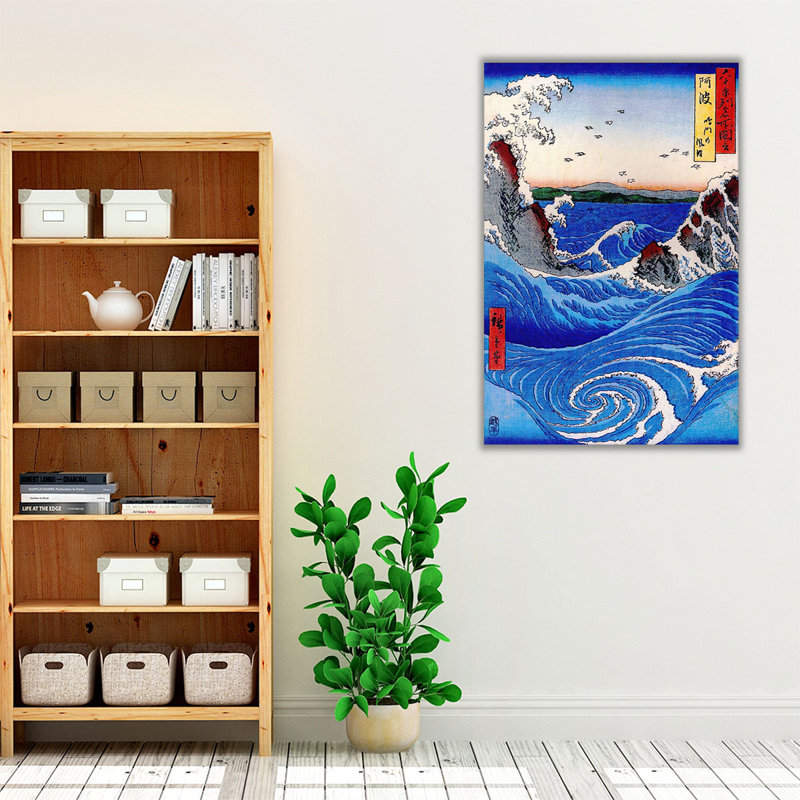 Vue des tourbillons de Naruto à Awa - reproduction d'art sur toile, H 30 po x l 20 po
