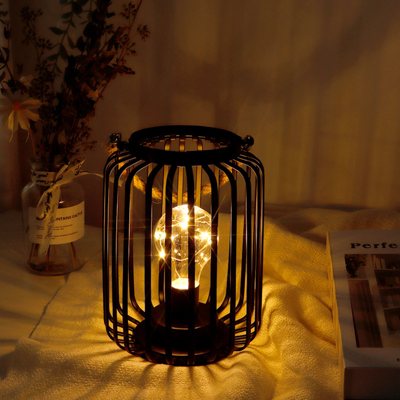 19cm High Metal Cage Decorative Lamp Battery Powered Light