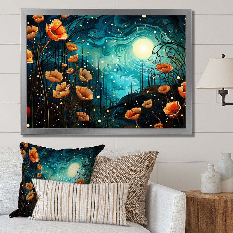«Monets Garden Revisité Landscape I - Classics», art mural, H 34 po x l 44 po x P 1,5 po, Cadre de coin argenté fermé