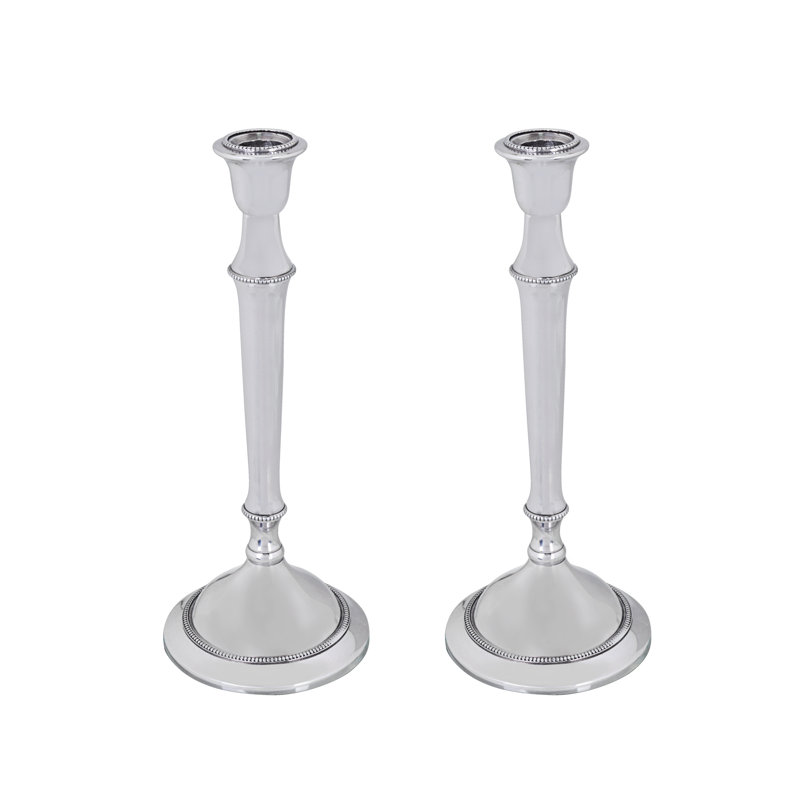 Elegant Nickel Aluminum Tabletop Candlestick Set of 2
