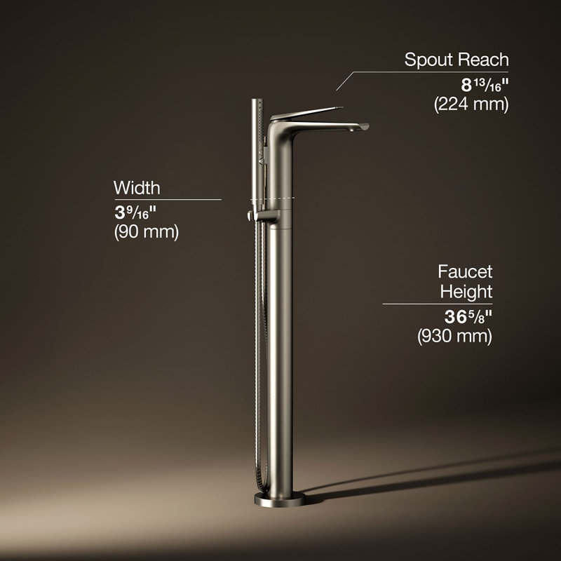 Avid Single Handle Deck Mounted Floor Mount, Vibrant Brushed Nickel