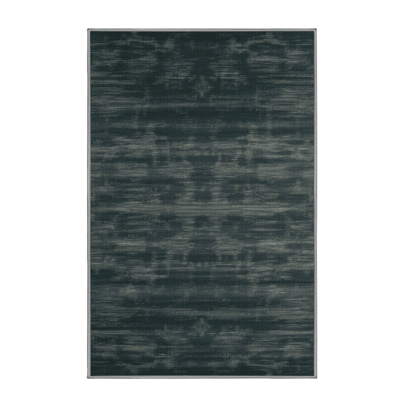 Machine Washable Abstract Green Area Rug, Rectangle 5' x 7'