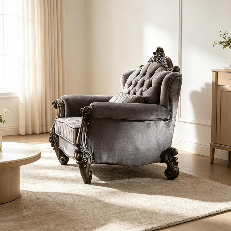 Fauteuil simple en tissu gris classique