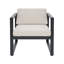  Ensemble de 2 chaises club d'extérieur en aluminium avec cadre résistant aux intempéries Navan, noir et beige