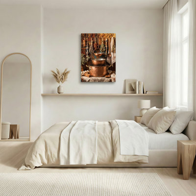 Art mural en toile empilée avec des herbes séchées et des épices