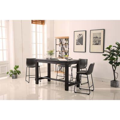 Ensemble de salle à manger à hauteur de comptoir en bois antique: table et quatre chaises