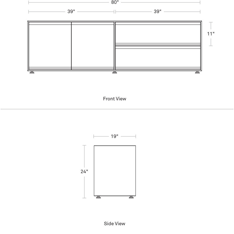 Superchoice 2 Door/2 Drawer Console, Gray Green