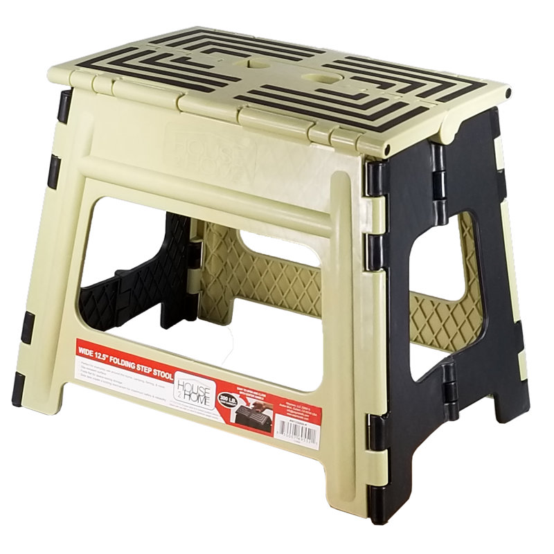 Pebrook 1 - Step Plastic Lightweight Folding Step Stool, Khaki/Black
