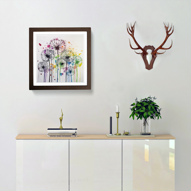 Dandelion Splatter - Framed Print, Walnut