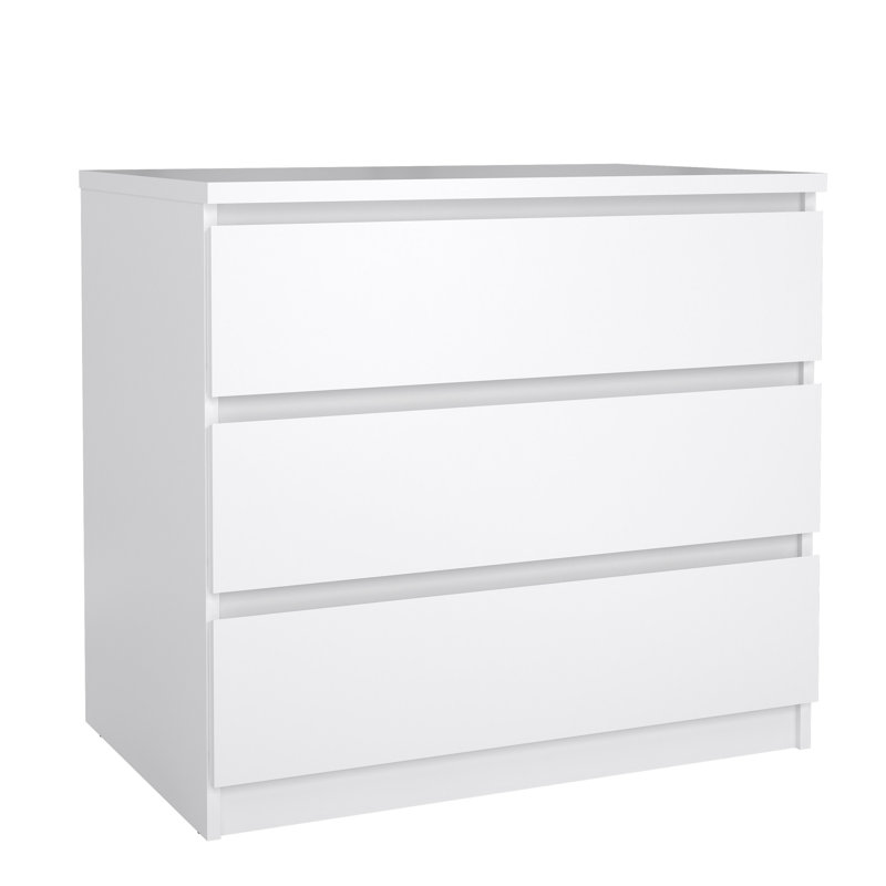 Jada 3 Drawer 30.31" W Dresser, White High Gloss