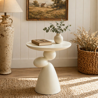 Table de bout Lucky Stone, table d'appoint en fibre de verre au design minimaliste moderne pour le décor du salon et de la chambre