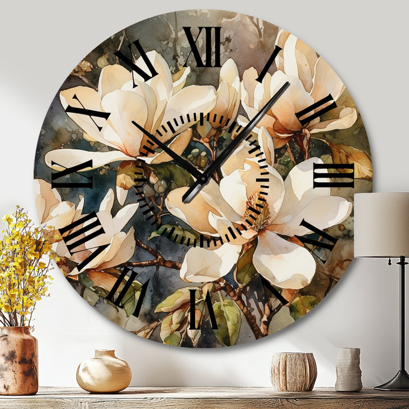 Horloge murale crème et magnolia, Grand