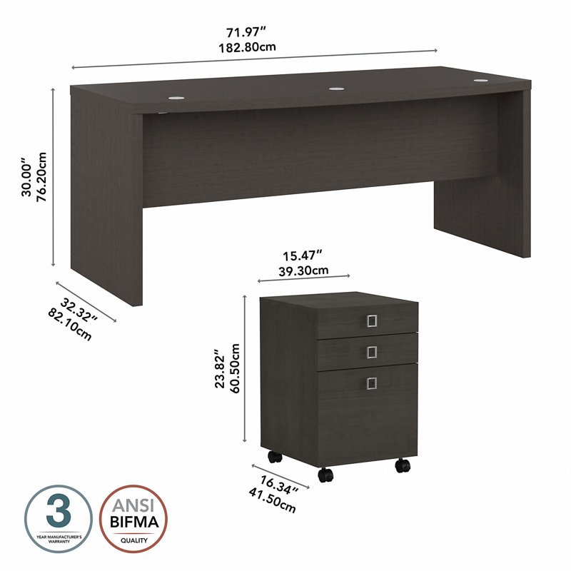 Bureau à devant incliné 72W avec pédale mobile Office Collection 500, Brun foncé