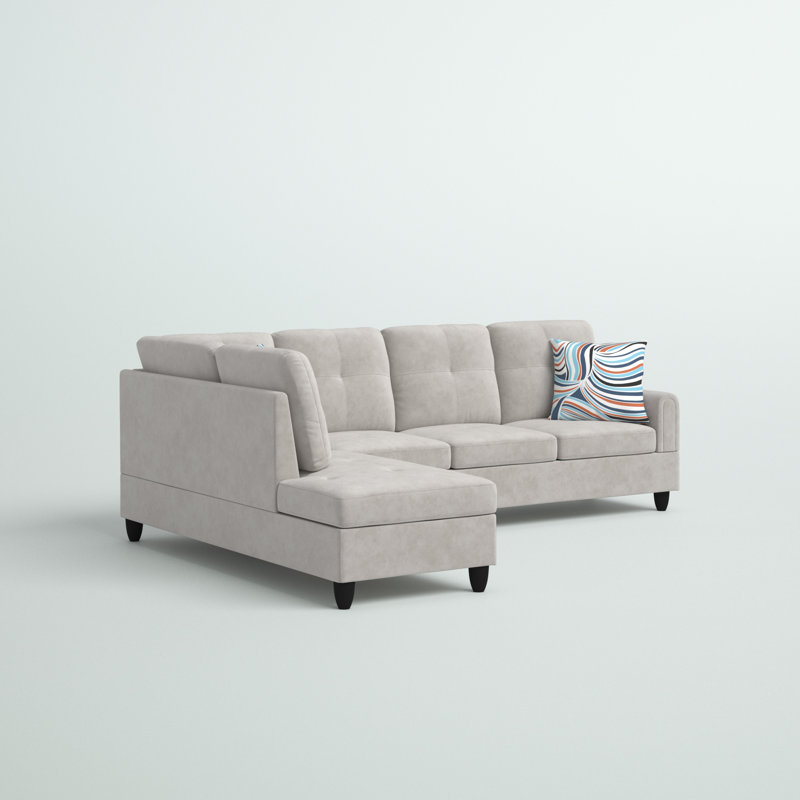 Gilstrap Upholstered L-Shaped Sectional Left Hand Facing, Gray Linen