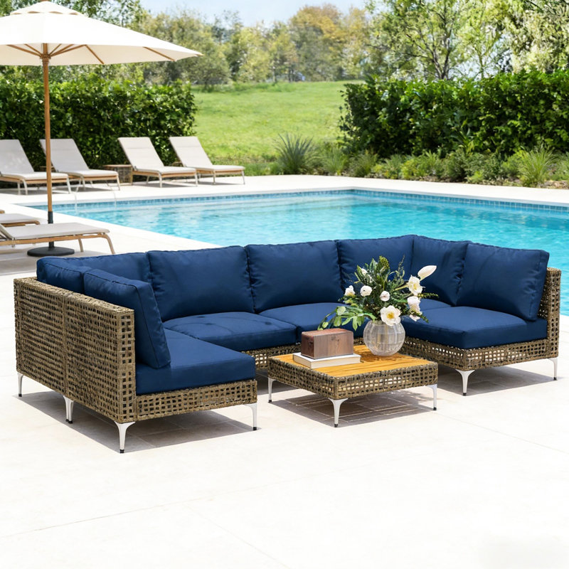 Mobilier d'extérieur modulaire de 7 pièces avec housses de coussin faciles à nettoyer et sièges confortables
