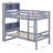 Twin Over Twin Bunk Bed With Shelves,Rubber Wood Bunk Bed With Shelves Headboard,Guardrails And Ladder,Convertible To 2 Beds-405930001