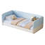 Twin Size Montessori Floor Bed with Upholstered Headboard & Armrests, Velvet Low Platform Bed Frame, Kids Floor Bed, Blue-1805586400