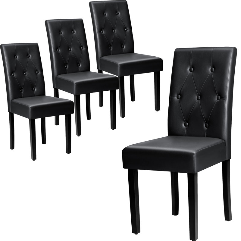 Modern PU Leather Dining Chair, Black, 4