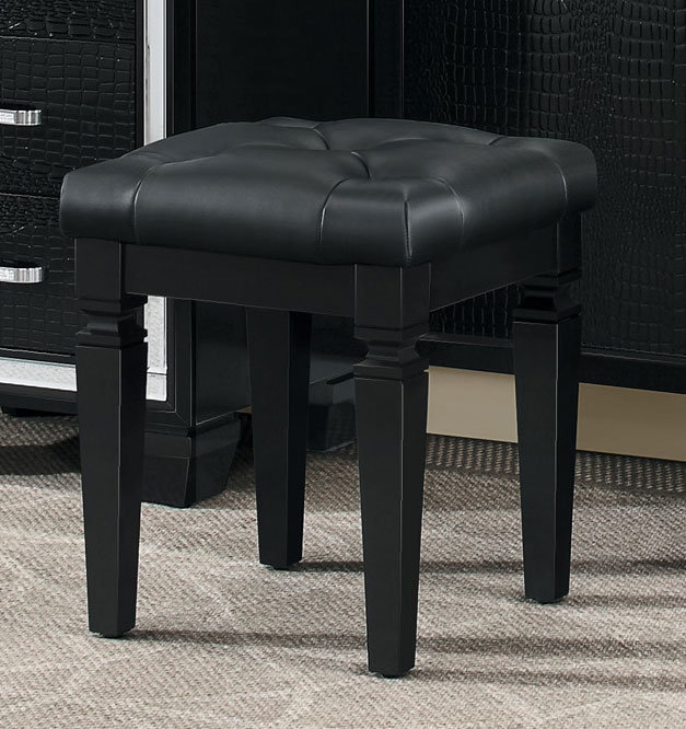 Solid + Manufactured Wood Accent Stool, Black