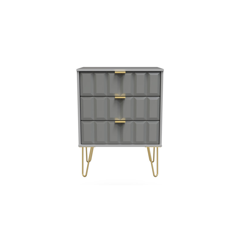 Allem 3 Drawer Chest (Ready Assembled), Shadow Matt/Grey