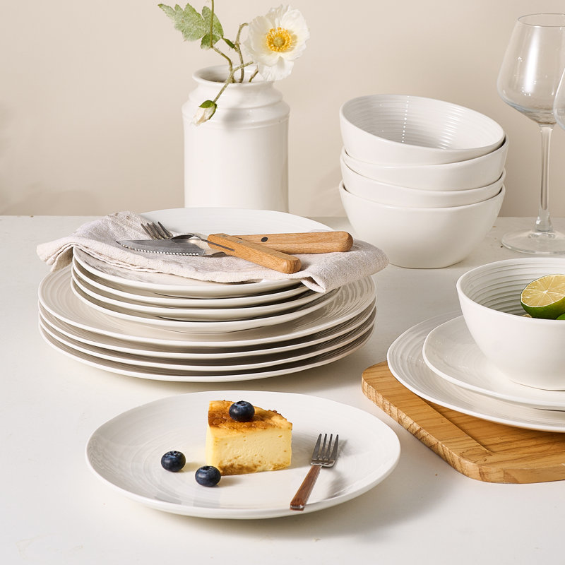  12-Piece Porcelain Dinnerware Set, White