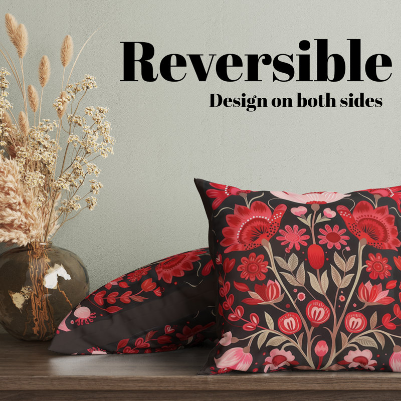 Housse de coussin réversible à motif floral Folk Maximalist, H 20 po x l 20 po