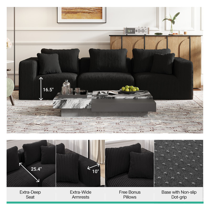 Modern Plush-Upholstered Accent Sofa