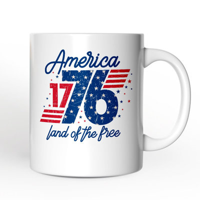 America 1776 Land of the Free Mug, Vintage 4th of July Gift with Custom Name