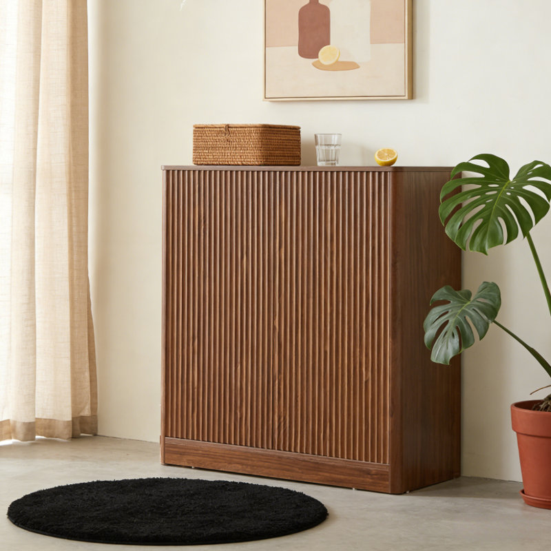 armoire de rangement à contour incurvé, Noyer