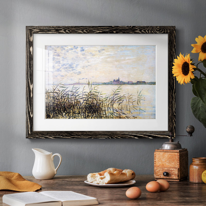 La seine près d'Argenteuil, 1874 - Reproduction encadrée rustique avec tableau mat, Noir, H 28 po x l 42 po